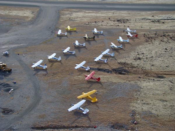 Some of the aircraft at the Irishman Strip in the Dobson River Valley, 15km north of Lake Ohau